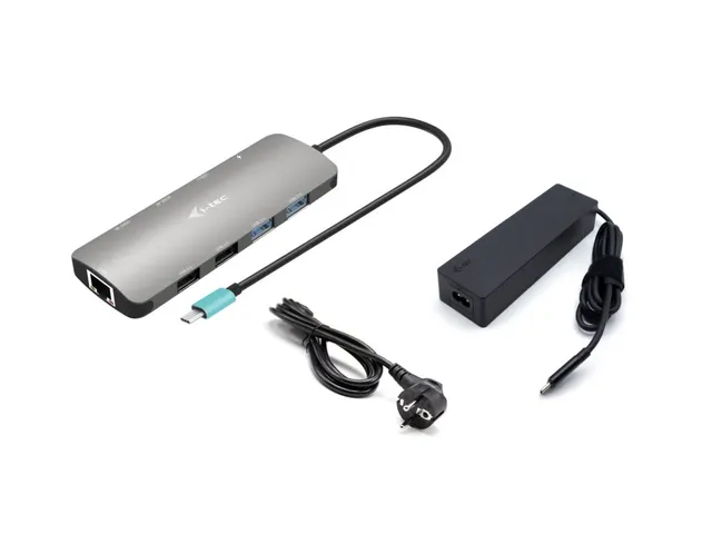 USB-C Metal Nano 2x Display Docking Station with PD 100 W + Charger 10