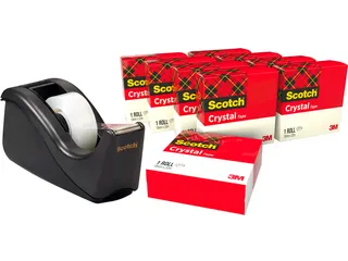 Plakband Scotch Crystal 600 19mmx33m transparant + gratis C60 plakband - 5