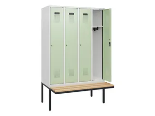 locker met bank,HxBxD 1950x1200x815mm,4vak,vak B 300mm,cilinderslot - 1
