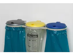 Afvalverzamelaar 120 Liter 3Voudig Wand Deksel Geel/blauw/zilver