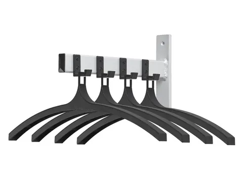 Wandgarderobe HIQ 4 hangers zwart aluminiumgrijs