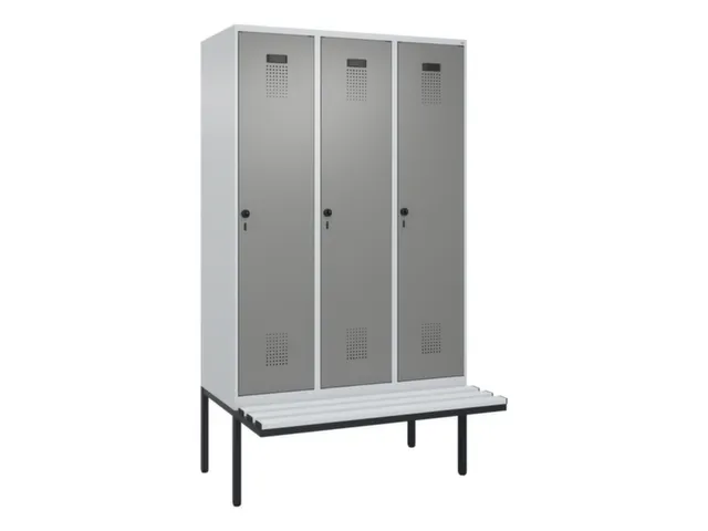 locker met bank,voor scheiding van kleding,HxBxD 2120x1200x815mm,3vak