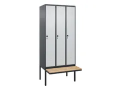 locker met bank,HxBxD 2120x900x815mm,3vak,vak B 300mm,draaigrendel
