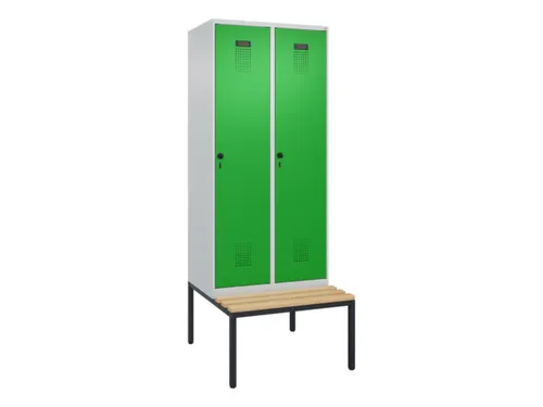 locker met bank,HxBxD 2120x800x815mm,2vak,vak B 400mm,draaigrendel