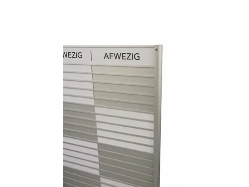 Menoor In-Uit bord 30 namen Aluminium Aanwezig/Afwezig Wit