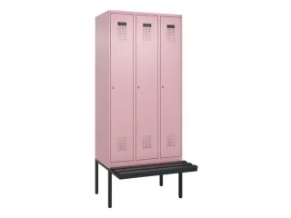 locker met bank,HxBxD 2120x900x815mm,3vak,vak B 300mm,cilinderslot - 2