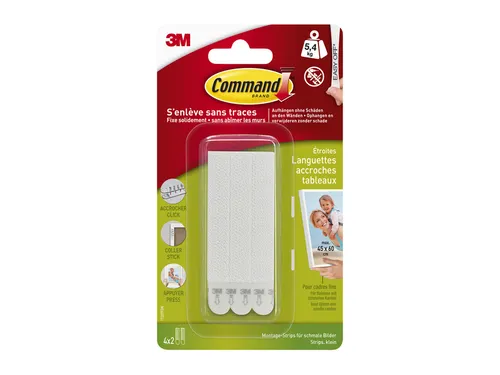Bevestigingsstrip Command klik vast smal 5,4kg wit