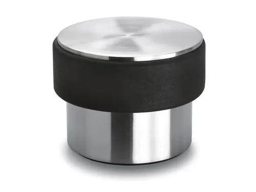 deurstopper RVS zilverkleurig/zwart m. rubberen rand