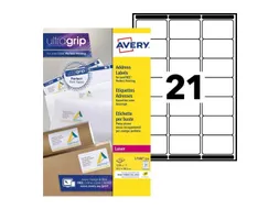 Etiket Avery L7160-250 63.5x38.1mm Wit 5250 Stuks