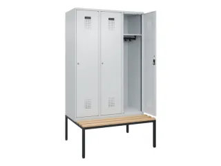 locker met bank,HxBxD 2120x1200x815mm,3vak,vak B 400mm,cilinderslot - 1