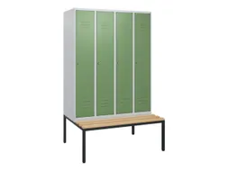 locker met bank,HxBxD 1950x1200x815mm,4vak,vak B 300mm,cil.-slot