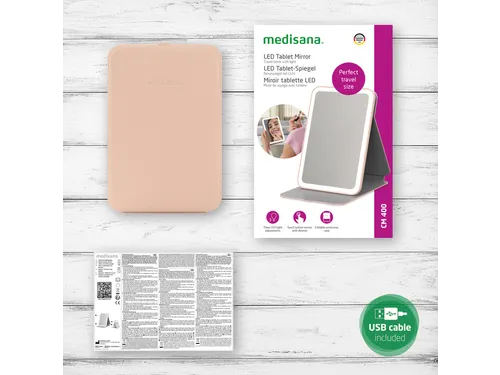 Medisana CM 400 Tablet cosmetica spiegel LED-verlicht Roze