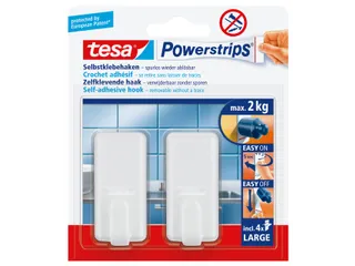 Haken tesa Powerstrips LARGE Classic zelfklevend verwijderbaar wit 2 s - 1