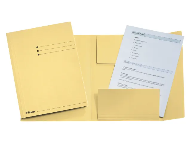 Dossiermap Esselte folio 3 kleppen manilla 275gr geel