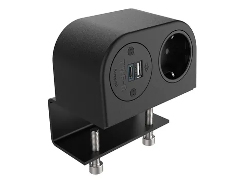 Desktop stekkerdoos Power Phase 1x Schuko + USB A en C 25W Zwart
