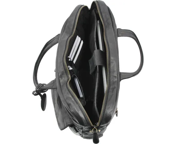 Laptop aktetas Roberto Romano FIRENZE zwart echt leer 29x40x10cm