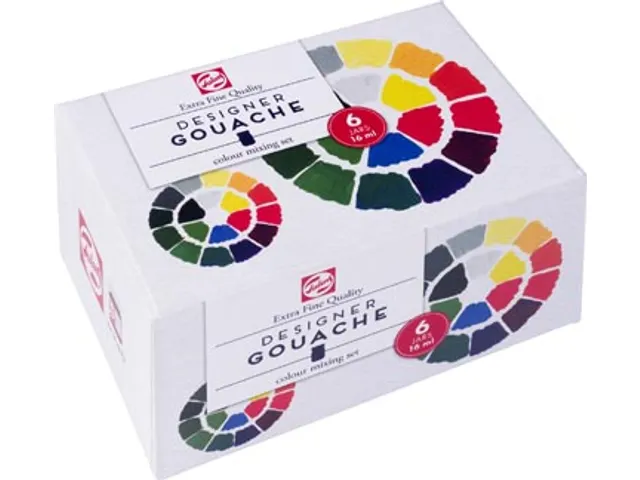 gouache Extra Fine, flacon de 16 ml, set de 6 flacons en couleurs prim