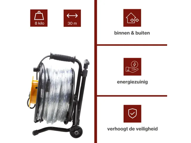 Flexibele led-lichtslang op haspel 30 Meter Koud WIT