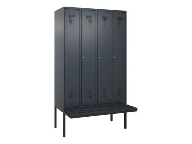 locker met bank,voor scheiding van kleding,HxBxD 2120x1200x815mm,4vak