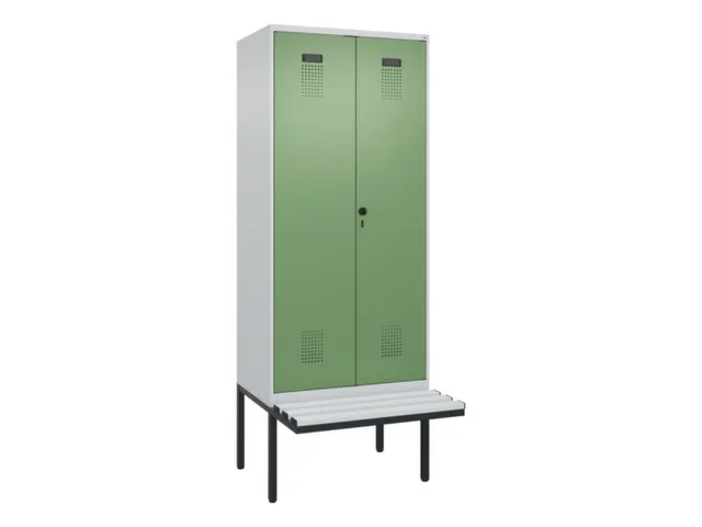locker met bank,voor scheiding van kleding,HxBxD 2120x800x815mm,2vak