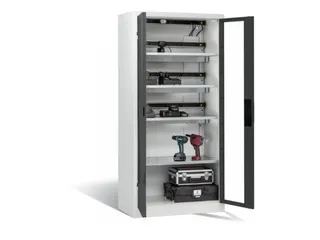 acculaadkast 1950x930x500mm 15stekkerdozen 230V ventilator fr. RAL7016 - 1