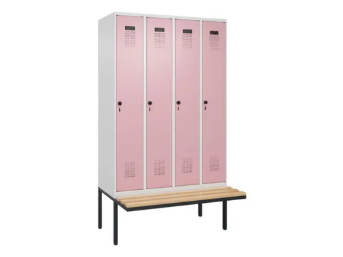 locker met bank,voor scheiding van kleding,HxBxD 2120x1200x815mm,4vak