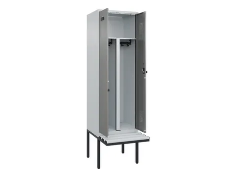 PBM-locker met bank,HxBxD 2120x600x815mm,2vak,vak B 300mm,draaigrendel