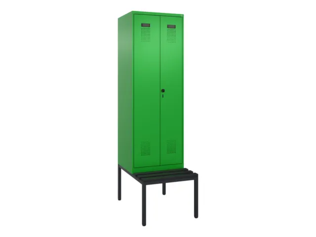 locker met bank,voor scheiding van kleding,HxBxD 2120x600x815mm,2vak