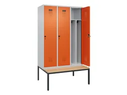 locker met bank,voor scheiding van kleding,HxBxD 2120x1200x815mm,3vak