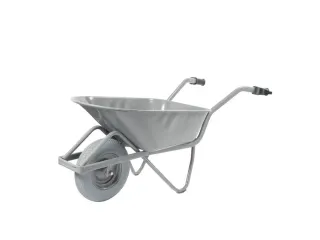 kruiwagen,80l,HxBxD 620x590x1450mm,staal-bak,grijs,staal,PU-banden - 1
