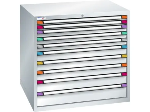 ladekast HxBxD 1000x1005x695mm 10laden RAL7035 front RAL7035