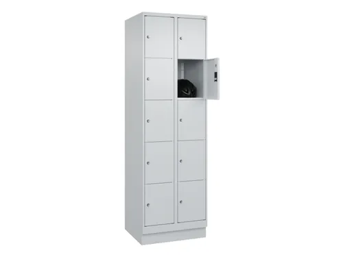 lockerkast,HxBxD 1950x600x500mm,2x5vakken,vak B 300mm,cil.-slot,sokkel