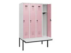 locker met bank,HxBxD 1950x1200x815mm,4vak,vak B 300mm,draaigrendel