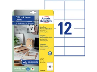 Etiket Avery Zweckform LR3424-10 105x48mm recycled Wit 120 stuks - 5