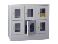 lockerkast,HxBxD 855x900x500mm,3x2vakken,RAL7035,front RAL3000