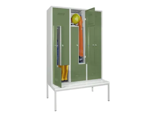 Z-garderobekast,HxBxD 2100x1200x800mm,RAL7035,front RAL6011