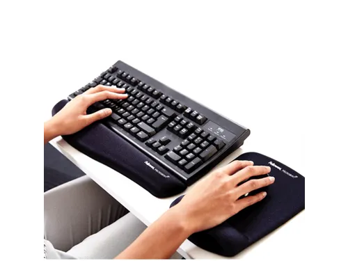 Muismat met polssteun Fellowes Plush Touch zwart