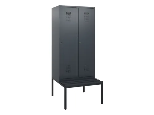 locker met bank,HxBxD 1950x800x815mm,2vak,vak B 400mm,cilinderslot