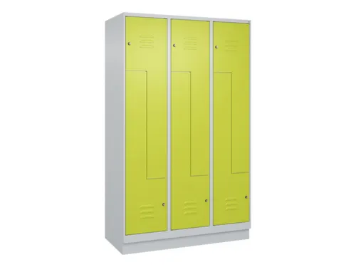 Z-garderobekast,HxBxD 1950x1200x500mm,vak B 200/400mm,cil.-slot,sokkel
