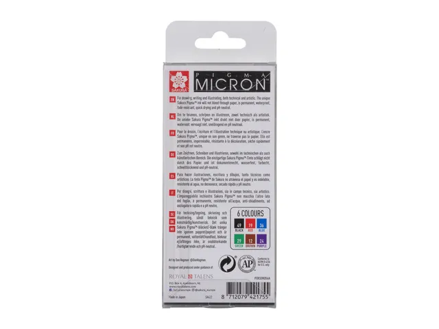 Fineliner Sakura Pigma Micron 05 basic set 6 kleuren