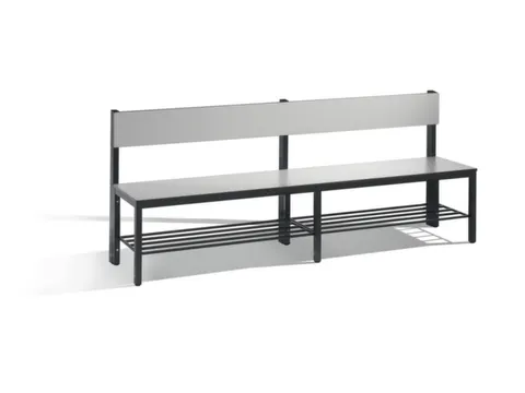omkleedbank,HxLxD 796x2000x407mm,HPL zilvergrijs,frame staal RAL7021