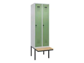 locker met bank,HxBxD 2120x600x815mm,2vak,vak B 300mm,draaigrendel - 3