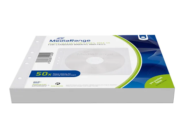 Mediarange Fleece Sleeves 2Disc Blanco Hoezen Wit 50St