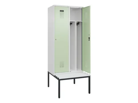 locker met bank,voor scheiding van kleding,HxBxD 2120x800x815mm,2vak