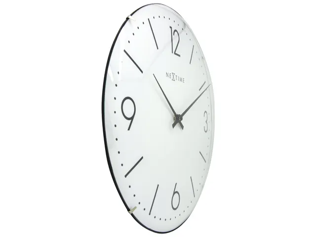 Wandklok NeXtime 35cm bol glas wit 'Basic Dome' streep/cijferaanduidin
