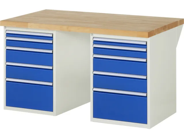 werkbank,HxBxD 890x1500x900mm,beukblad,draagverm. 750kg,2containers