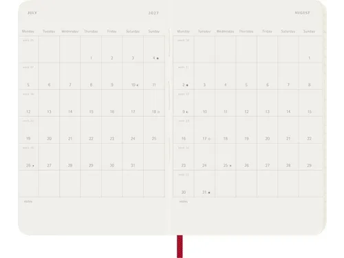 Agenda 2027 Moleskine 12M Planner Weekly 7dag/1pagina sc scarlet red