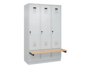 locker met bank,HxBxD 1950x1200x815mm,3vak,vak B 400mm,draaigrendel - 2