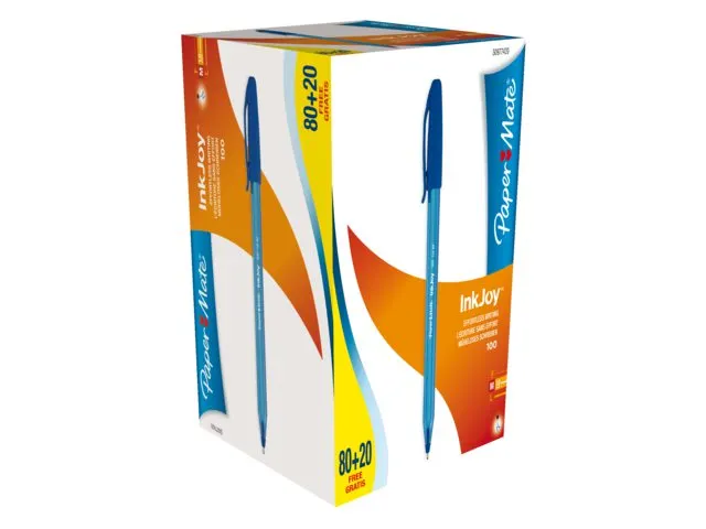 Balpen Paper Mate Inkjoy 100 medium blauw valuepack 80+20 gratis