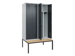 PBM-locker met bank,HxBxD 2120x1200x815mm,4vak,vak B 300mm